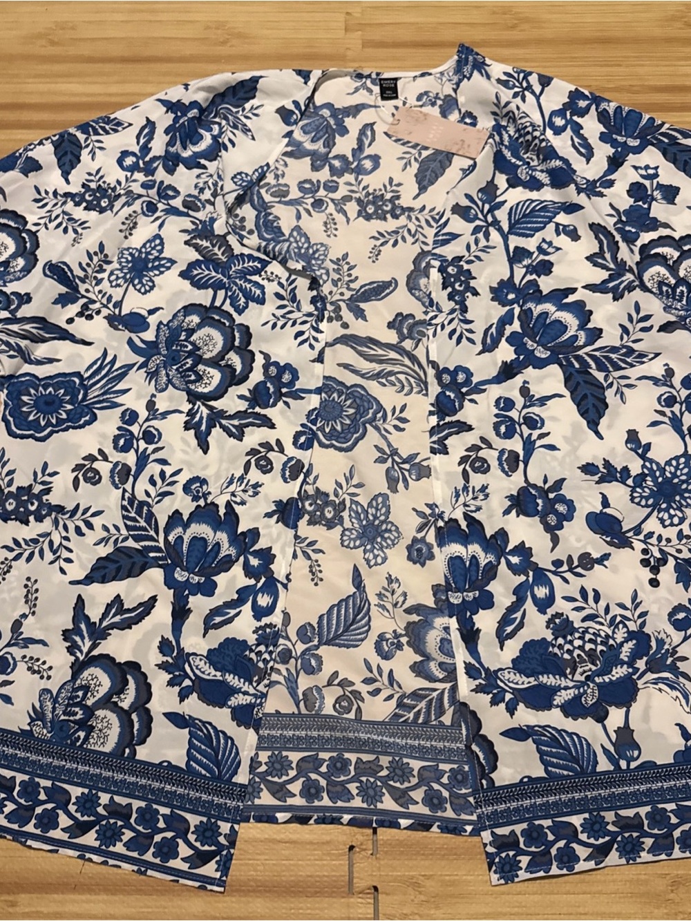 NWT EMERY ROSE Plus Size Women's Vacation Floral Printed Kimono Sleeve Tunic 3XL